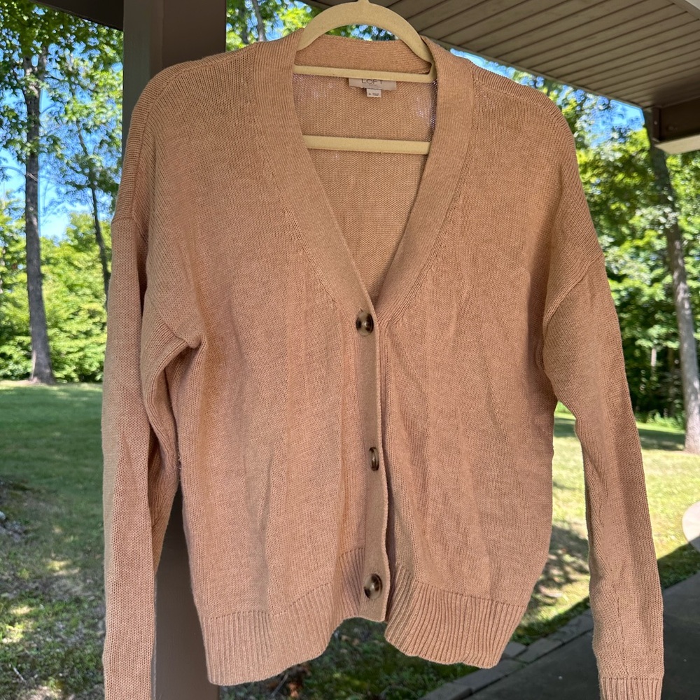LOFT Women's Beige Cardigan Sweater